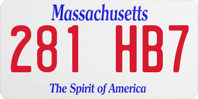 MA license plate 281HB7