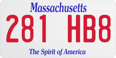 MA license plate 281HB8