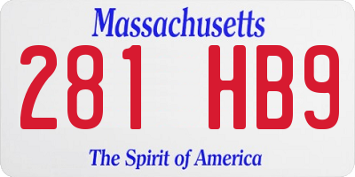 MA license plate 281HB9