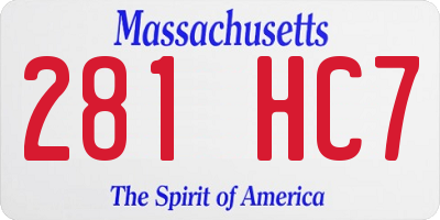 MA license plate 281HC7