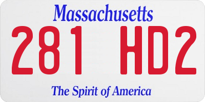 MA license plate 281HD2