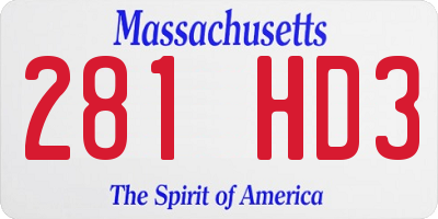 MA license plate 281HD3