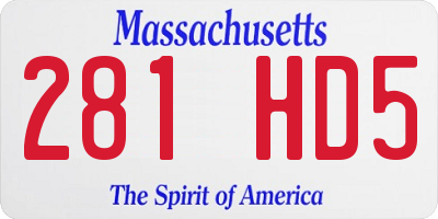 MA license plate 281HD5