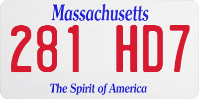 MA license plate 281HD7