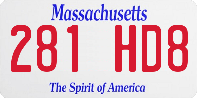 MA license plate 281HD8