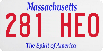 MA license plate 281HE0