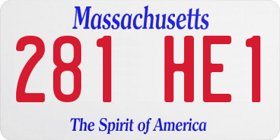 MA license plate 281HE1