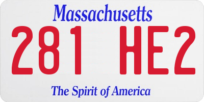 MA license plate 281HE2