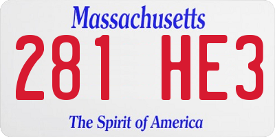 MA license plate 281HE3
