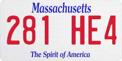 MA license plate 281HE4