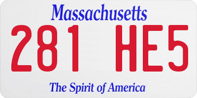 MA license plate 281HE5