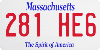 MA license plate 281HE6