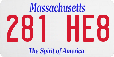 MA license plate 281HE8