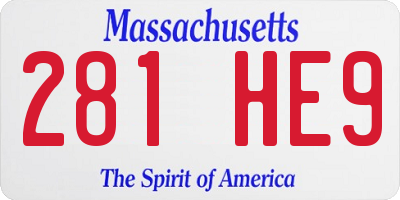 MA license plate 281HE9