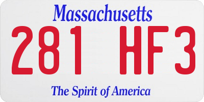 MA license plate 281HF3