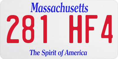 MA license plate 281HF4