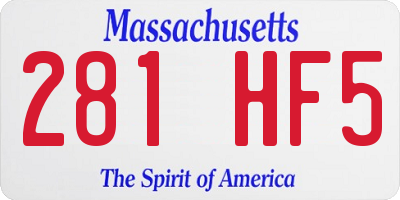 MA license plate 281HF5