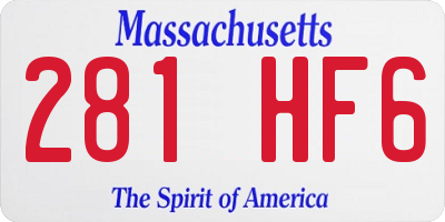 MA license plate 281HF6