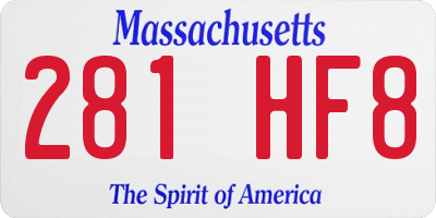 MA license plate 281HF8
