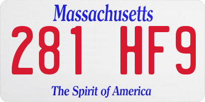 MA license plate 281HF9