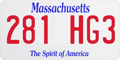 MA license plate 281HG3