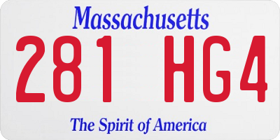 MA license plate 281HG4
