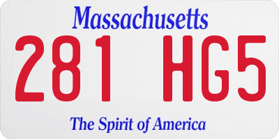 MA license plate 281HG5