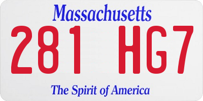MA license plate 281HG7