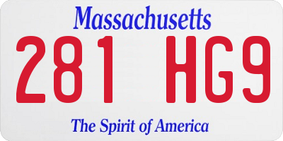 MA license plate 281HG9