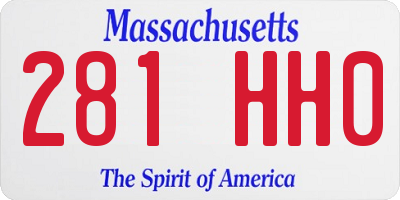 MA license plate 281HH0