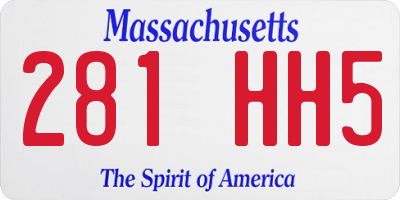 MA license plate 281HH5