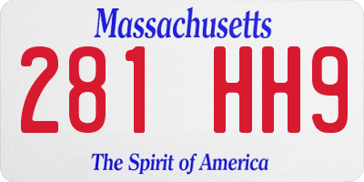 MA license plate 281HH9