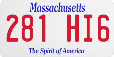 MA license plate 281HI6