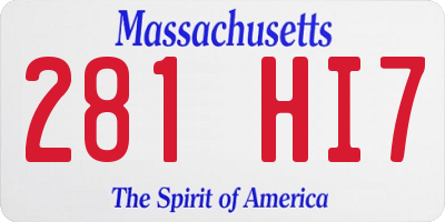 MA license plate 281HI7