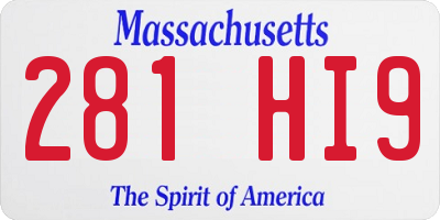 MA license plate 281HI9