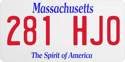 MA license plate 281HJ0