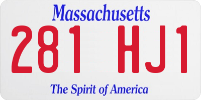 MA license plate 281HJ1