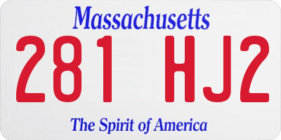 MA license plate 281HJ2