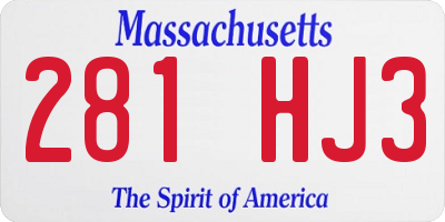 MA license plate 281HJ3