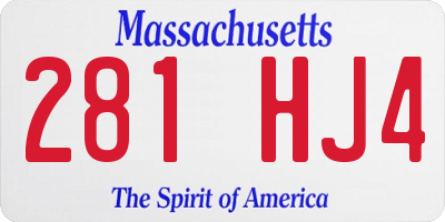 MA license plate 281HJ4