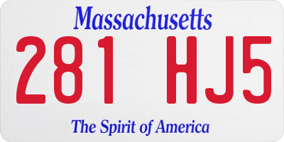 MA license plate 281HJ5