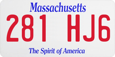 MA license plate 281HJ6