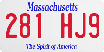 MA license plate 281HJ9