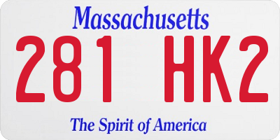 MA license plate 281HK2