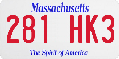 MA license plate 281HK3