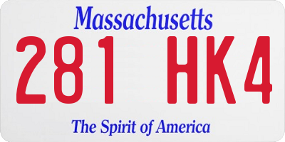 MA license plate 281HK4