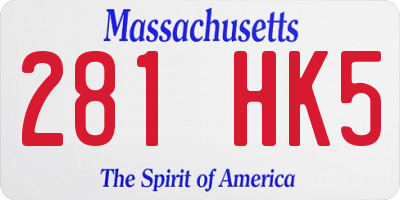 MA license plate 281HK5