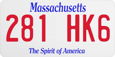 MA license plate 281HK6