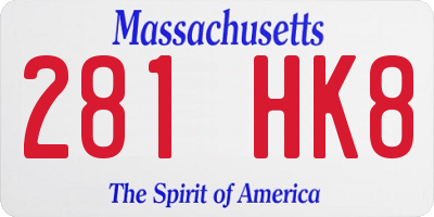 MA license plate 281HK8