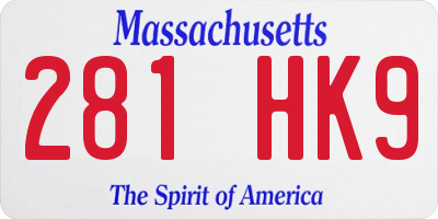 MA license plate 281HK9